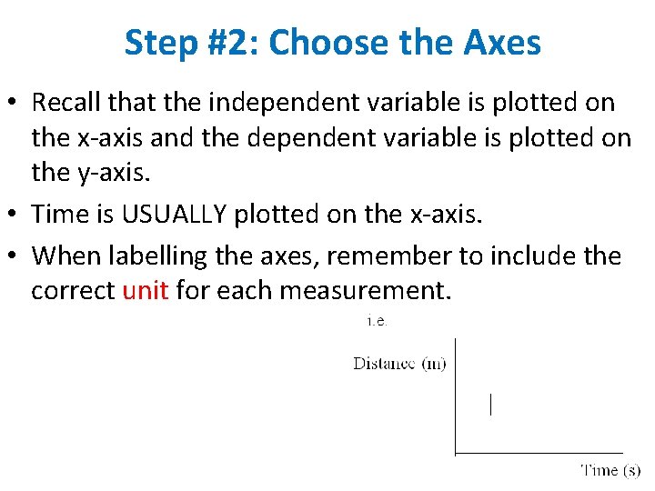 Step #2: Choose the Axes • Recall that the independent variable is plotted on