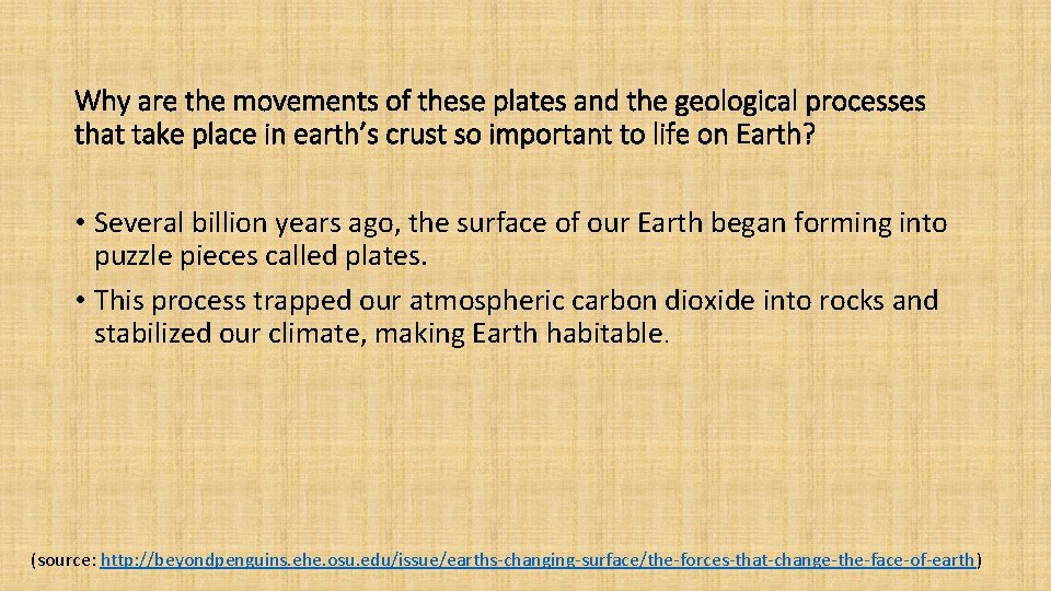 Why are the movements of these plates and the geological processes that take place
