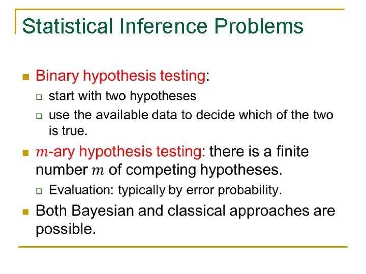 Statistical Inference Problems n 