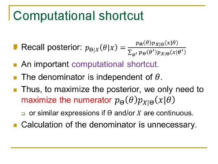 Computational shortcut n 