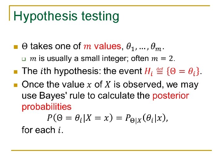 Hypothesis testing n 