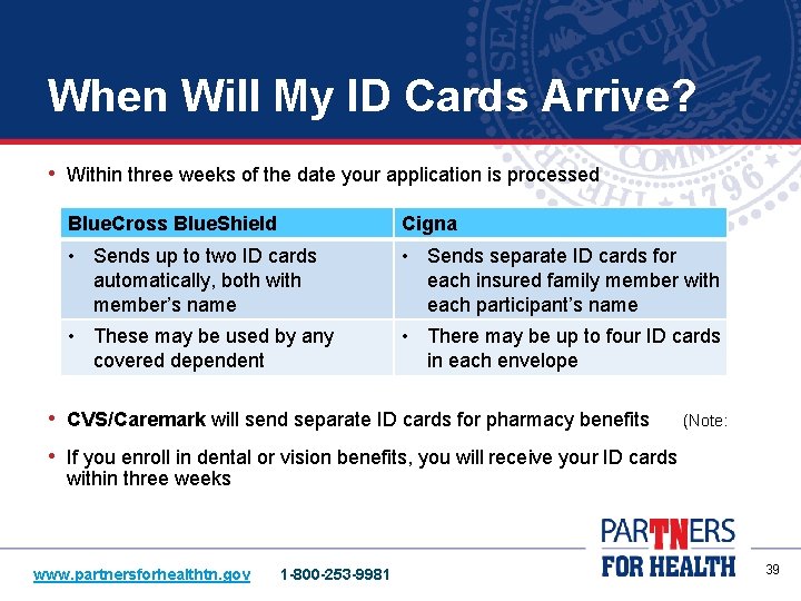 When Will My ID Cards Arrive? • Within three weeks of the date your