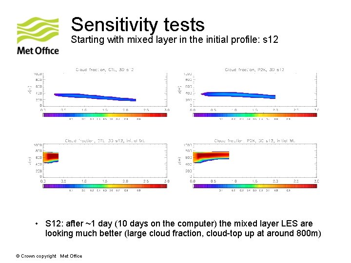 Sensitivity tests Starting with mixed layer in the initial profile: s 12 • S
