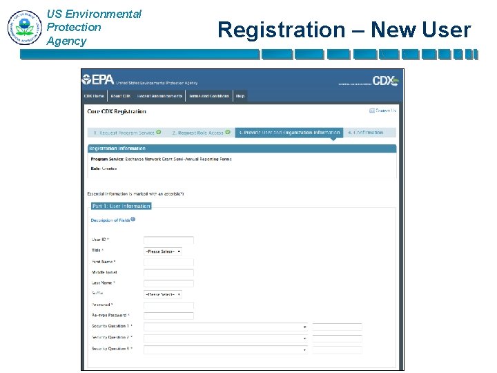 US Environmental Protection Agency Registration – New User 11 11 