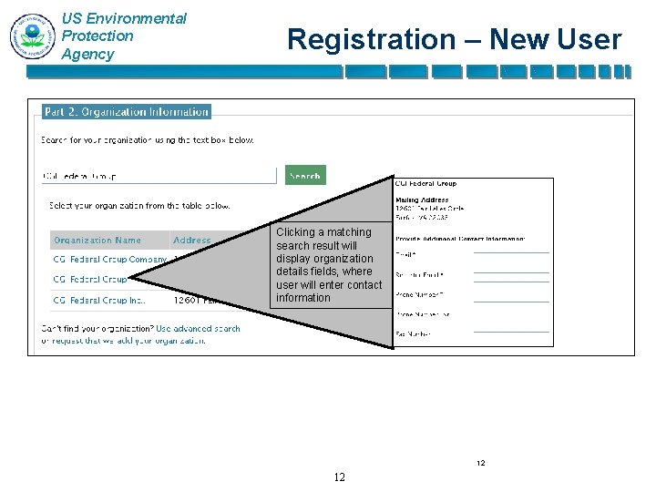 US Environmental Protection Agency Registration – New User Clicking a matching search result will