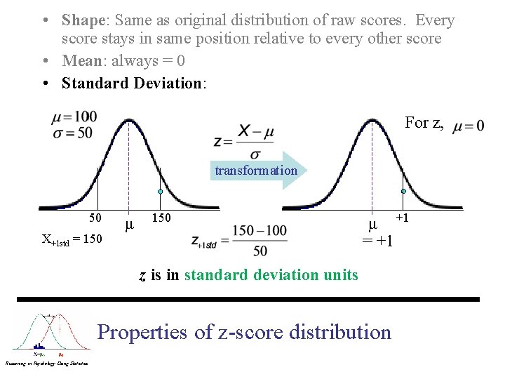  • Shape: Same as original distribution of raw scores. Every score stays in