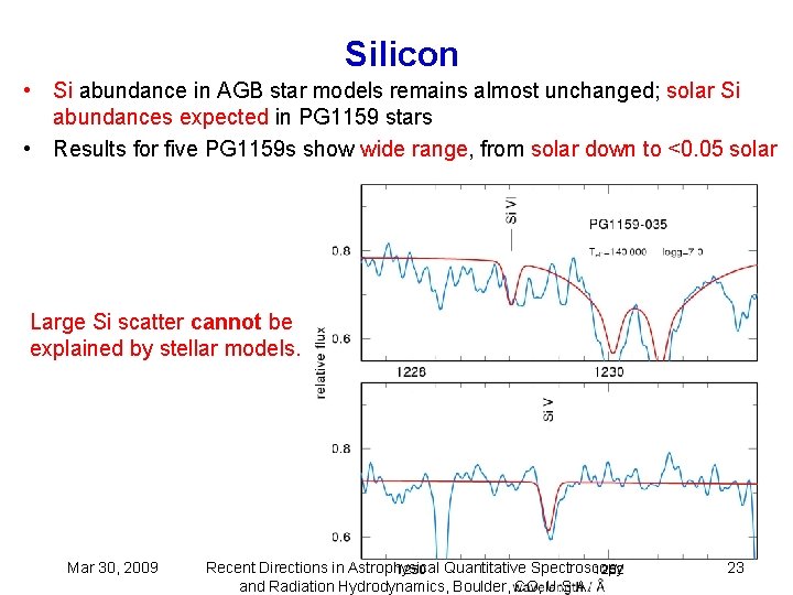 Silicon • Si abundance in AGB star models remains almost unchanged; solar Si abundances