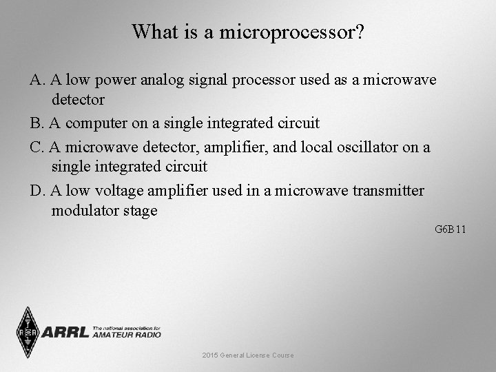 What is a microprocessor? A. A low power analog signal processor used as a
