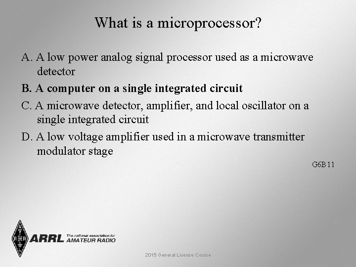 What is a microprocessor? A. A low power analog signal processor used as a