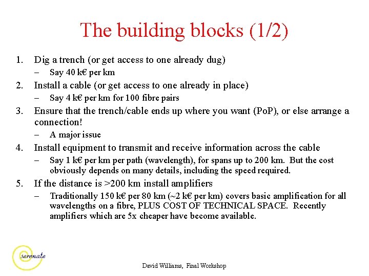 The building blocks (1/2) 1. Dig a trench (or get access to one already