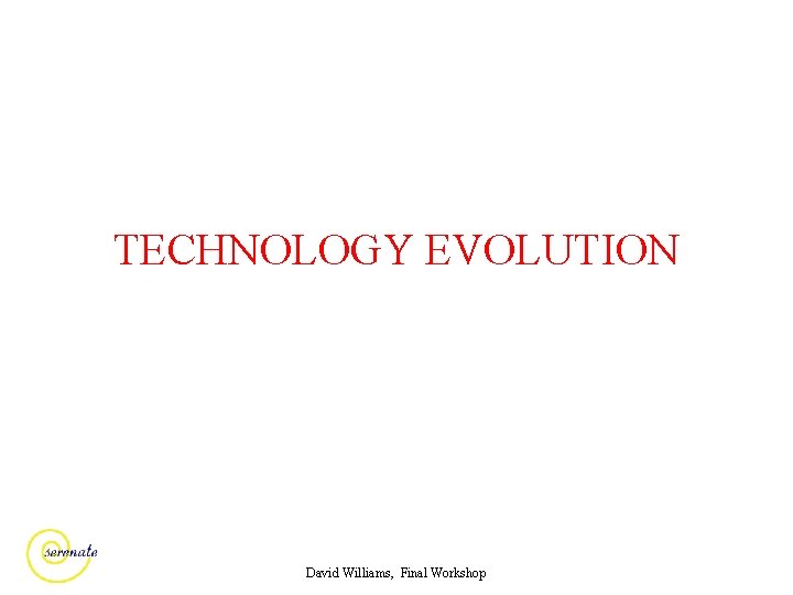 TECHNOLOGY EVOLUTION David Williams, Final Workshop 