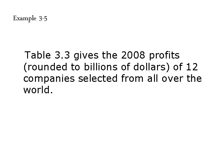 Example 3 -5 Table 3. 3 gives the 2008 profits (rounded to billions of