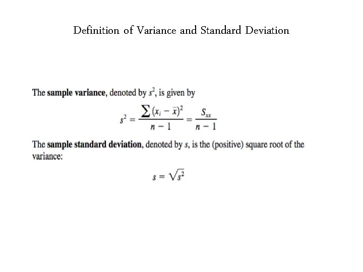 Definition of Variance and Standard Deviation 