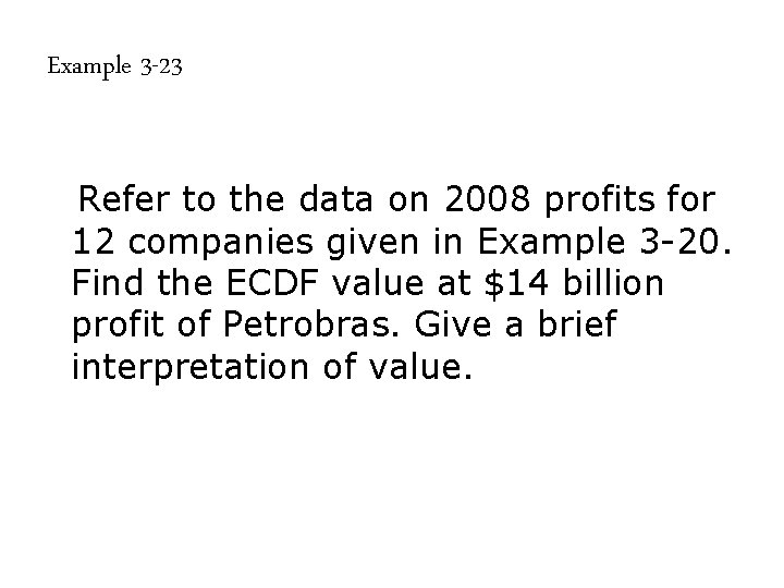 Example 3 -23 Refer to the data on 2008 profits for 12 companies given