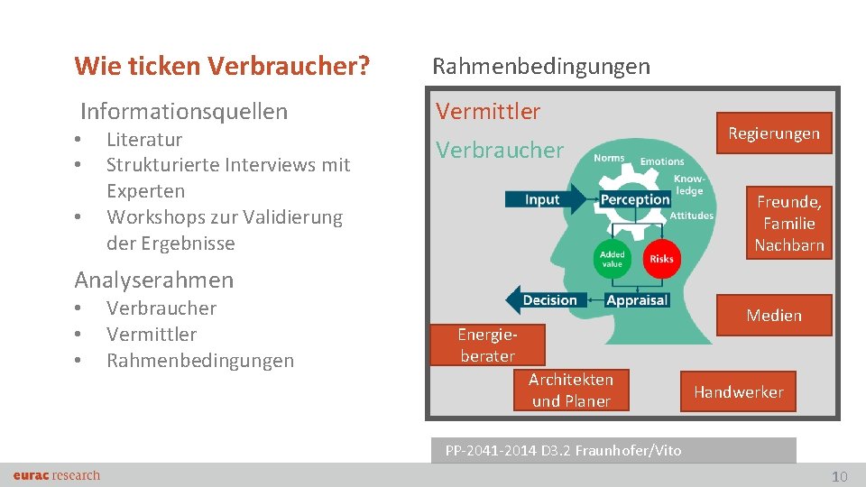 Wie ticken Verbraucher? Rahmenbedingungen Informationsquellen Vermittler • • • Literatur Strukturierte Interviews mit Experten