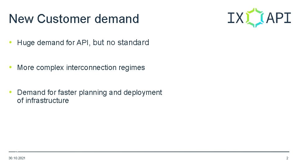 New Customer demand • Huge demand for API, but no standard • More complex New Customer demand • Huge demand for API, but no standard • More complex