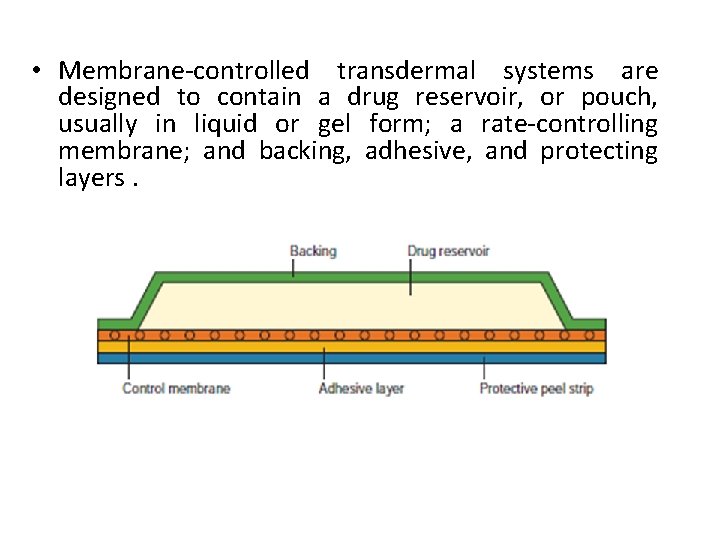  • Membrane-controlled transdermal systems are designed to contain a drug reservoir, or pouch,