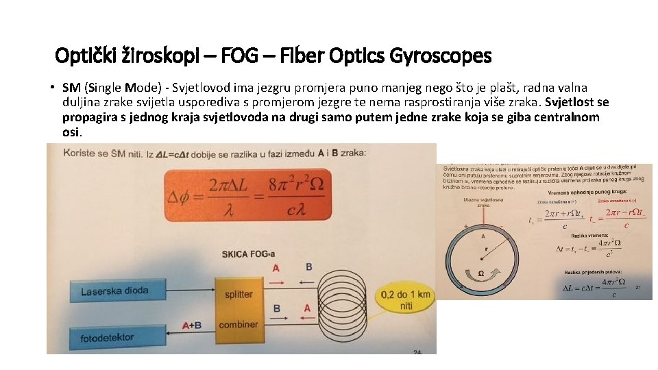 Optički žiroskopi – FOG – Fiber Optics Gyroscopes • SM (Single Mode) - Svjetlovod