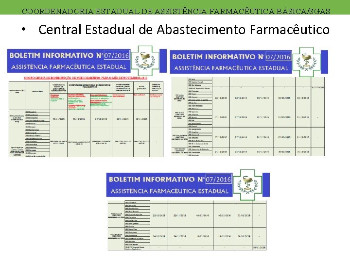 COORDENADORIA ESTADUAL DE ASSISTÊNCIA FARMACÊUTICA BÁSICA/SGAS • Central Estadual de Abastecimento Farmacêutico 