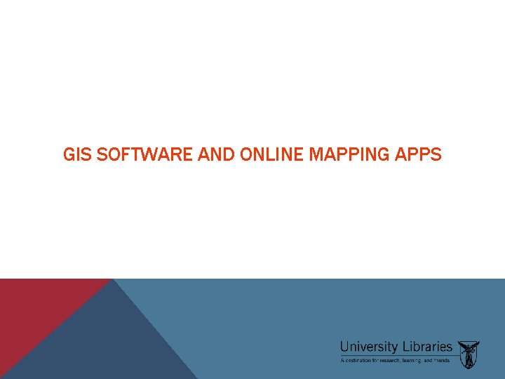 GIS SOFTWARE AND ONLINE MAPPING APPS 