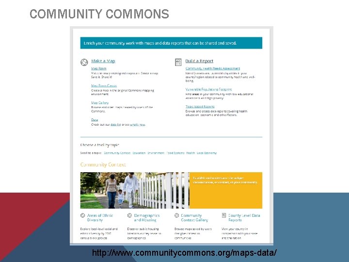 COMMUNITY COMMONS http: //www. communitycommons. org/maps-data/ 