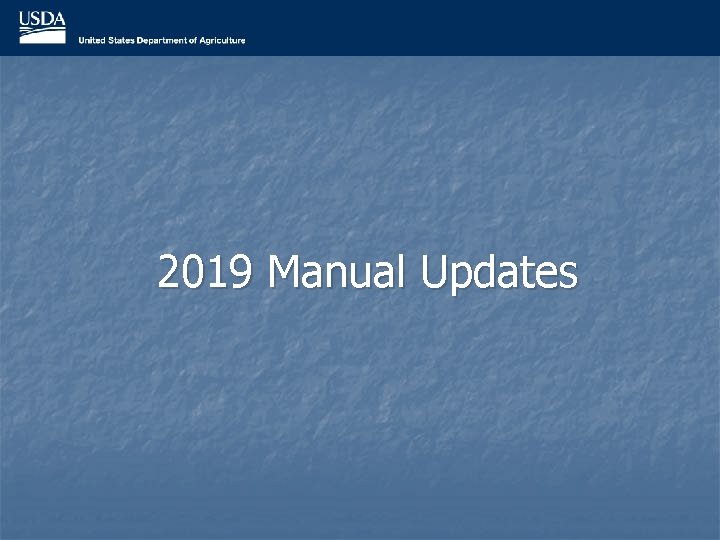 2019 Manual Updates 