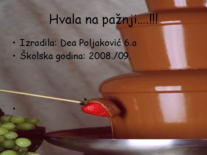 Hvala na pažnji…. !!! • Izradila: Dea Poljaković 6. a • Školska godina: 2008.