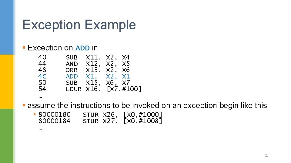 Exception Example § Exception on ADD in 40 44 48 4 C 50 54 Exception Example § Exception on ADD in 40 44 48 4 C 50 54