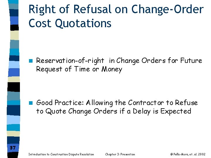 Right of Refusal on Change-Order Cost Quotations n Reservation-of-right in Change Orders for Future