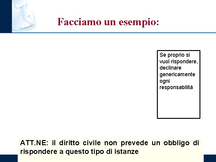 Facciamo un esempio: Se proprio si vuol rispondere, declinare genericamente ogni responsabilità ATT. NE: