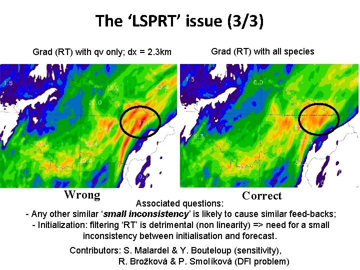The ‘LSPRT’ issue (3/3) Grad (RT) with qv only; dx = 2. 3 km
