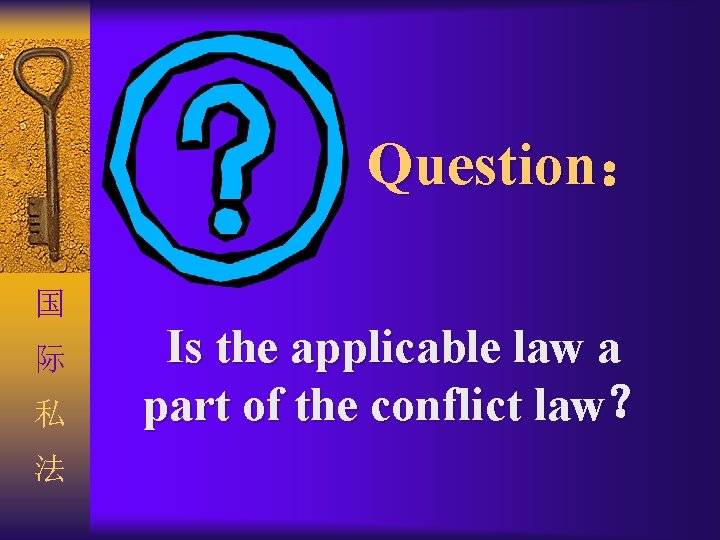 Question： 国 际 私 法 Is the applicable law a part of the conflict