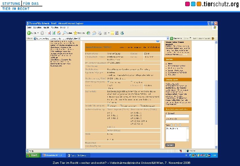 Zum Tier im Recht – woher und wohin? – Veterinärmedizinische Universität Wien, 7. November