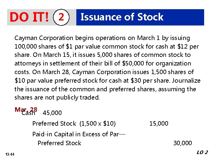 DO IT! 2 Issuance of Stock Cayman Corporation begins operations on March 1 by