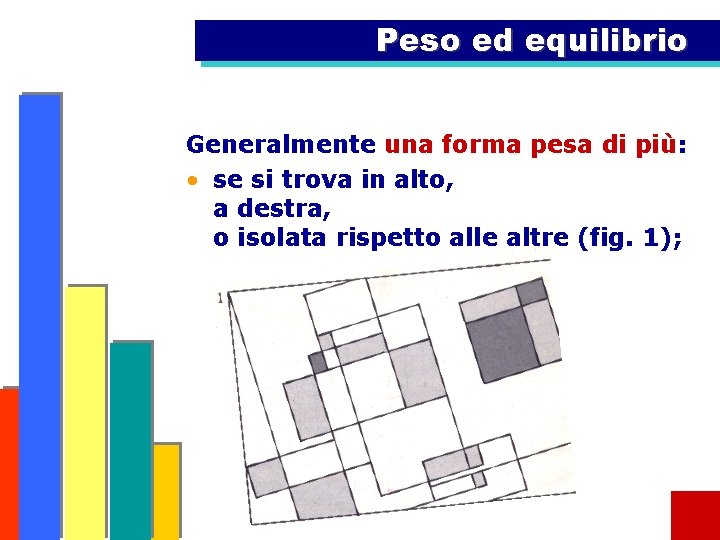 Peso ed equilibrio Generalmente una forma pesa di più: • se si trova in