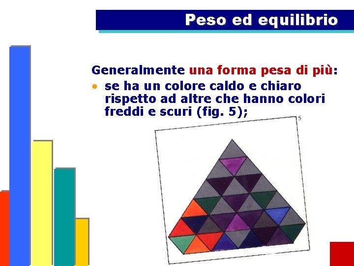 Peso ed equilibrio Generalmente una forma pesa di più: • se ha un colore