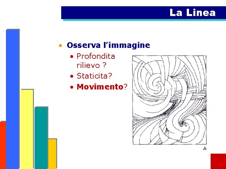 La Linea • Osserva l’immagine • Profondita rilievo ? • Staticita? • Movimento? 