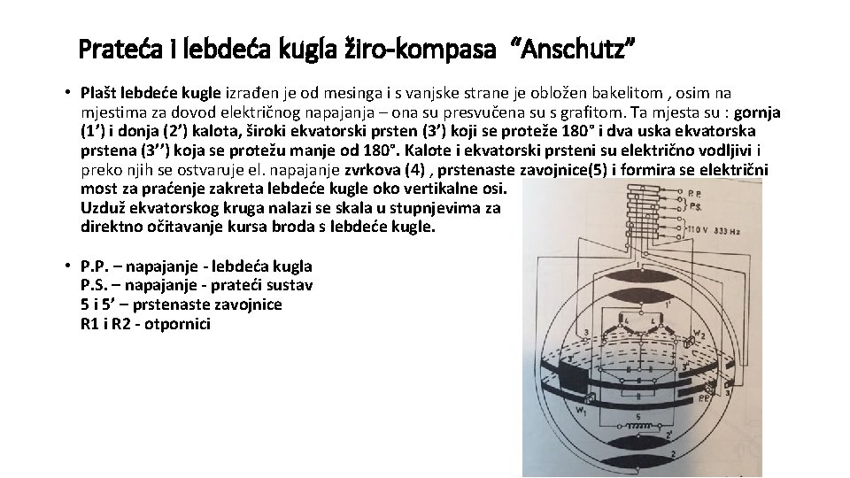 Prateća i lebdeća kugla žiro-kompasa “Anschutz” • Plašt lebdeće kugle izrađen je od mesinga