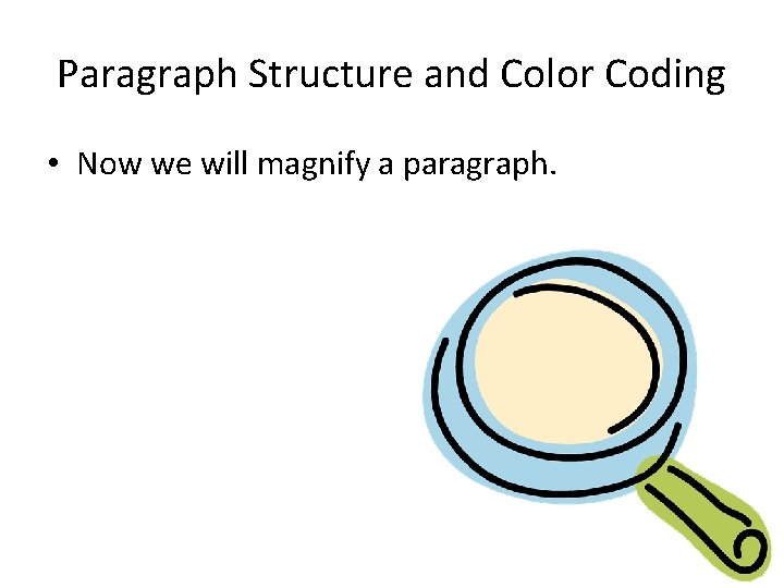 Paragraph Structure and Color Coding • Now we will magnify a paragraph. 