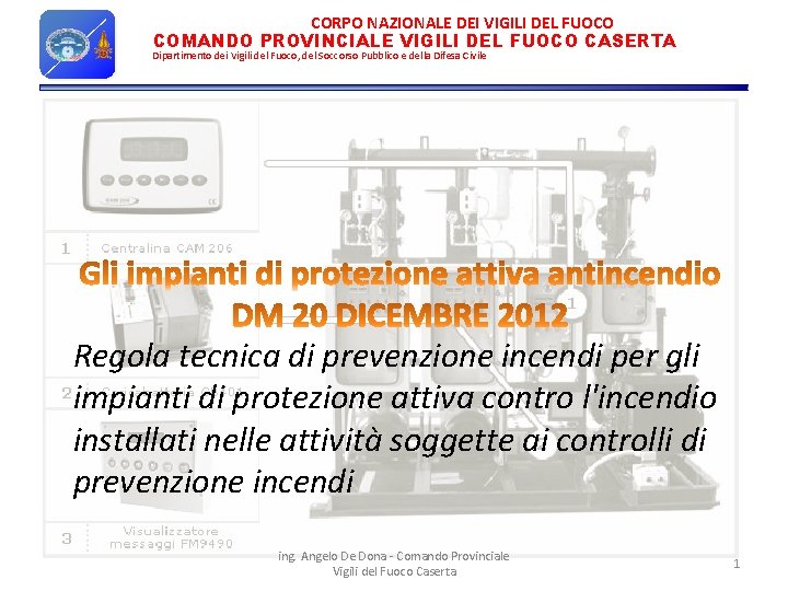 CORPO NAZIONALE DEI VIGILI DEL FUOCO COMANDO PROVINCIALE VIGILI DEL FUOCO CASERTA Dipartimento dei