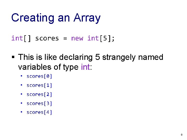 COMP 110 001 Array Basics Yi Hong June