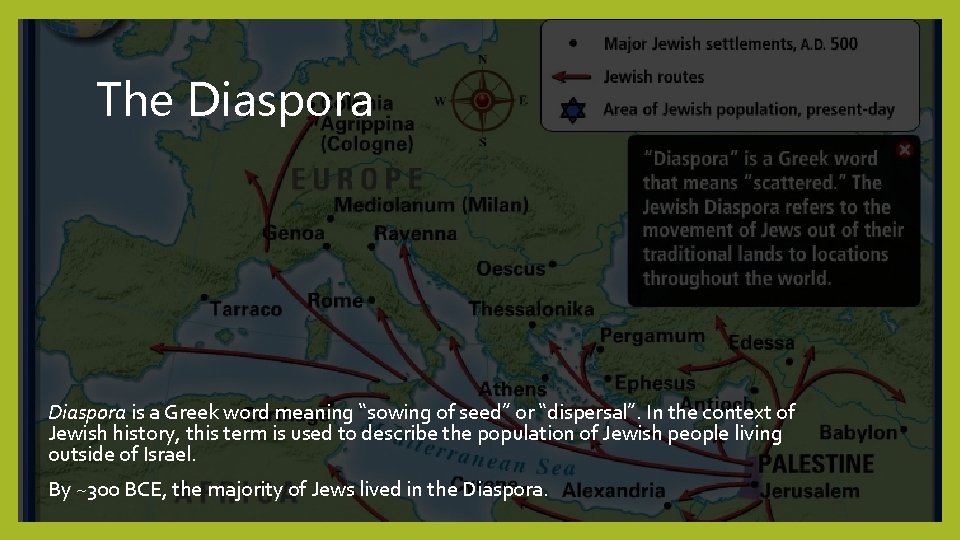 The Diaspora is a Greek word meaning “sowing of seed” or “dispersal”. In the