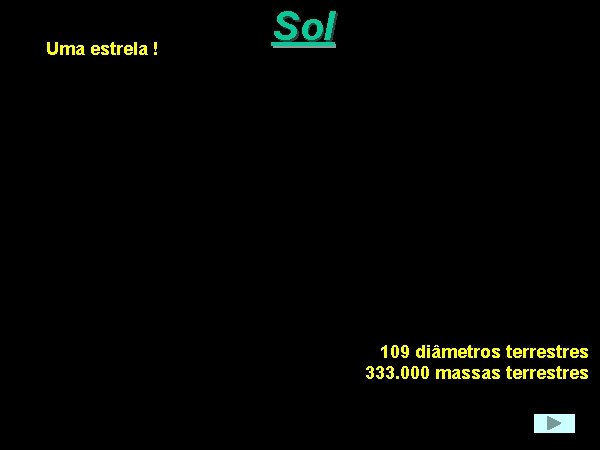 Uma estrela ! Sol 109 diâmetros terrestres 333. 000 massas terrestres 