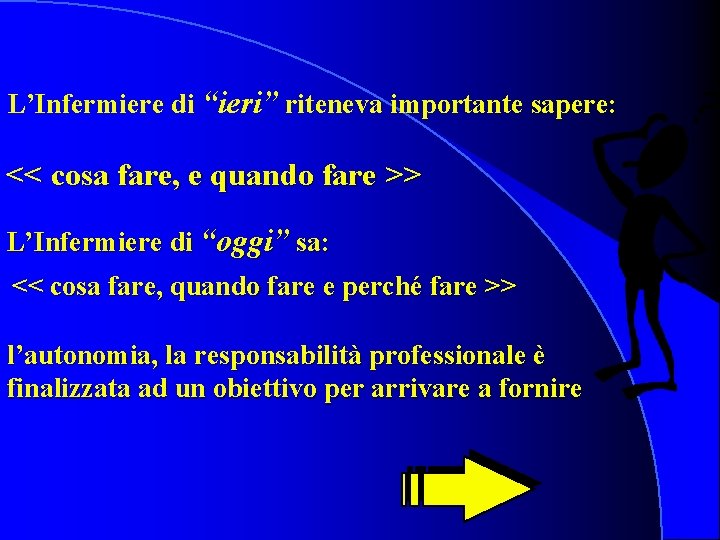 L’Infermiere di “ieri” riteneva importante sapere: << cosa fare, e quando fare >> L’Infermiere L’Infermiere di “ieri” riteneva importante sapere: << cosa fare, e quando fare >> L’Infermiere