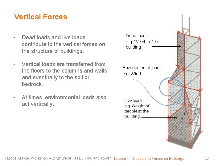 Vertical Forces • Dead loads and live loads contribute to the vertical forces on
