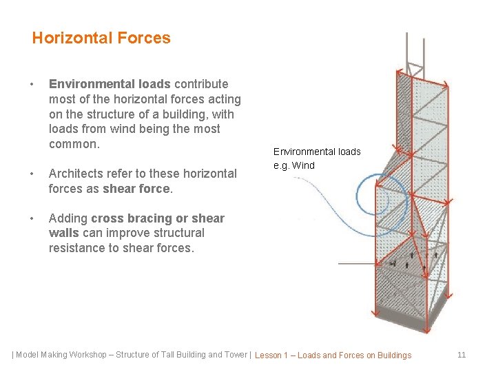 Horizontal Forces • Environmental loads contribute most of the horizontal forces acting on the