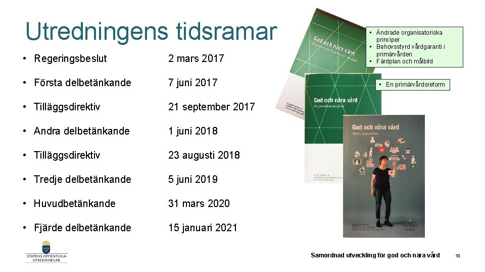 Utredningens tidsramar • Regeringsbeslut 2 mars 2017 • Första delbetänkande 7 juni 2017 •