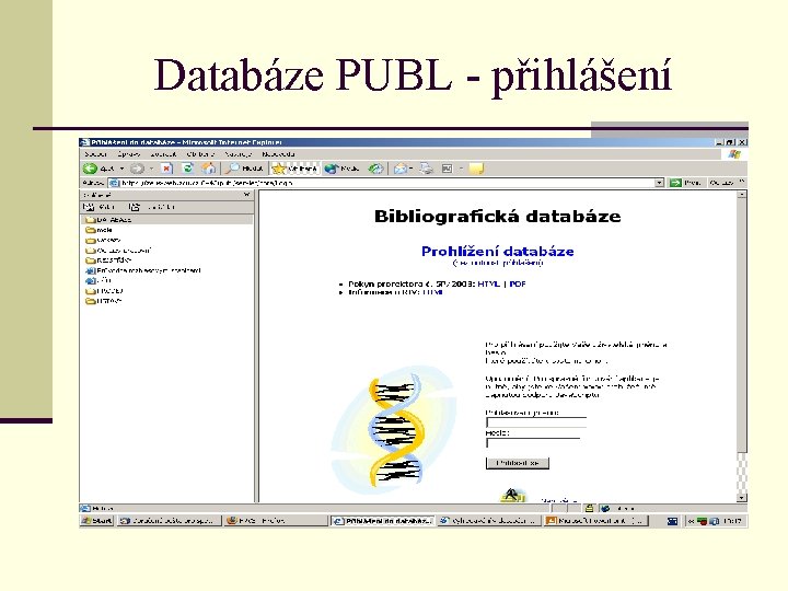 Databáze PUBL - přihlášení 