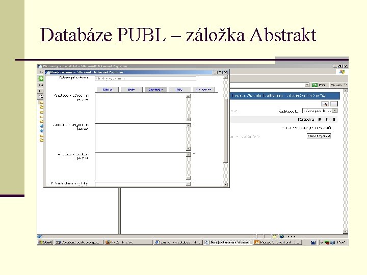 Databáze PUBL – záložka Abstrakt 