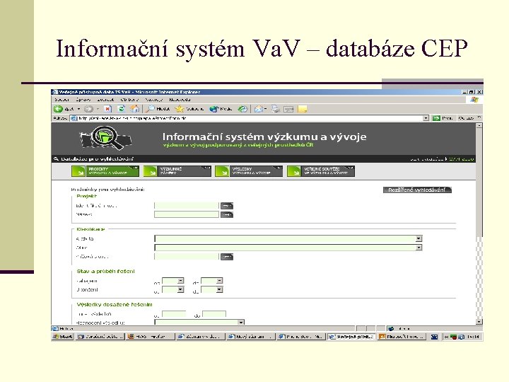 Informační systém Va. V – databáze CEP 